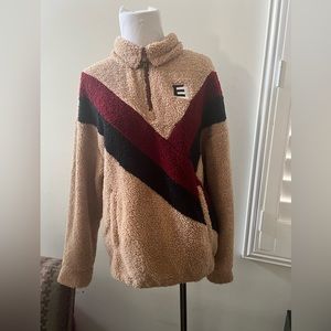 Ellaandemm Lightweight Color block Teddy Zip Pullover (3 color way). Size M.